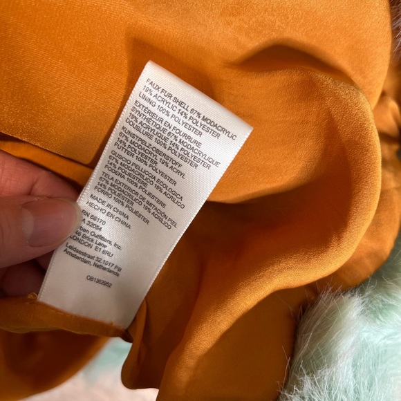 Free People Fluffy Flower Fur Long Duster Whimsical Pretty Coat L - Picture 10 of 11